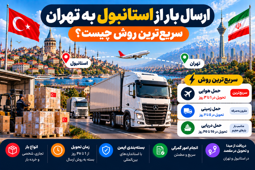 ارسال بار از استانبول به تهران؛ سریع‌ترین روش چیست؟